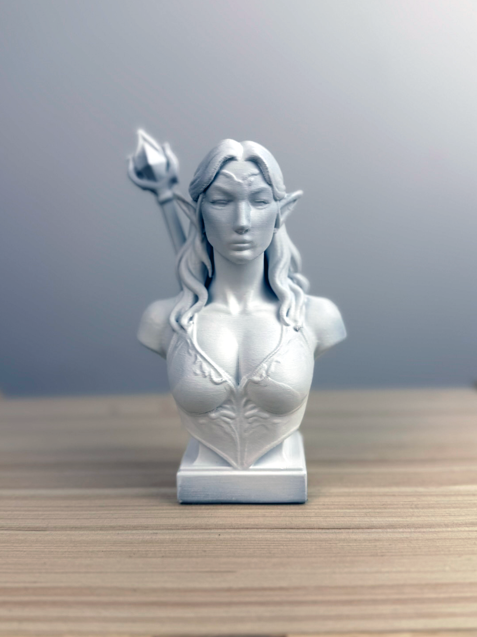 Elf Mage Bust – Arcane Elegance in Solid Form