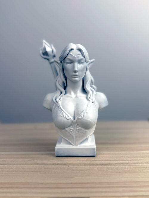Elf Mage Bust – Arcane Elegance in Solid Form