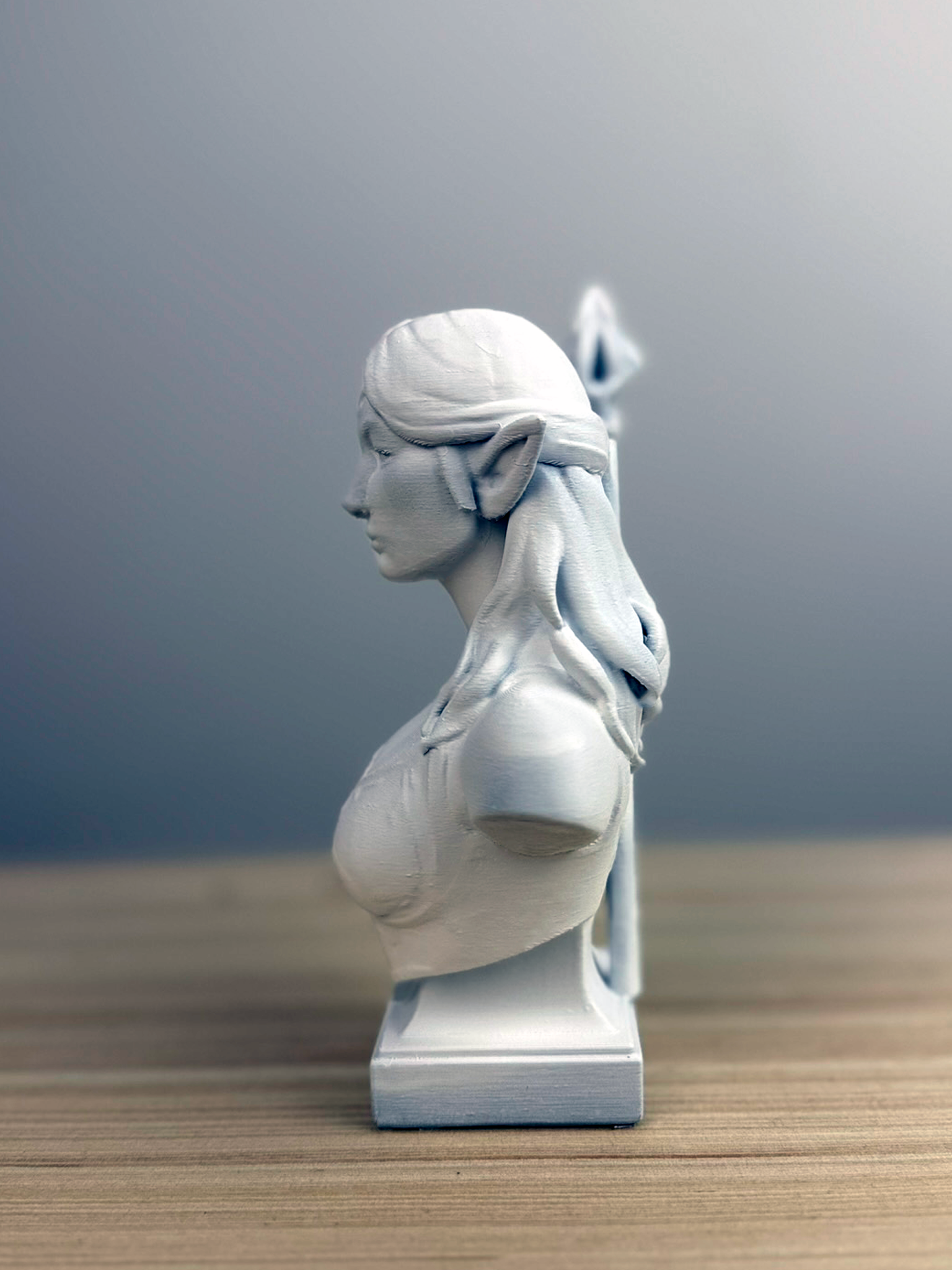 Elf Mage Bust – Arcane Elegance in Solid Form