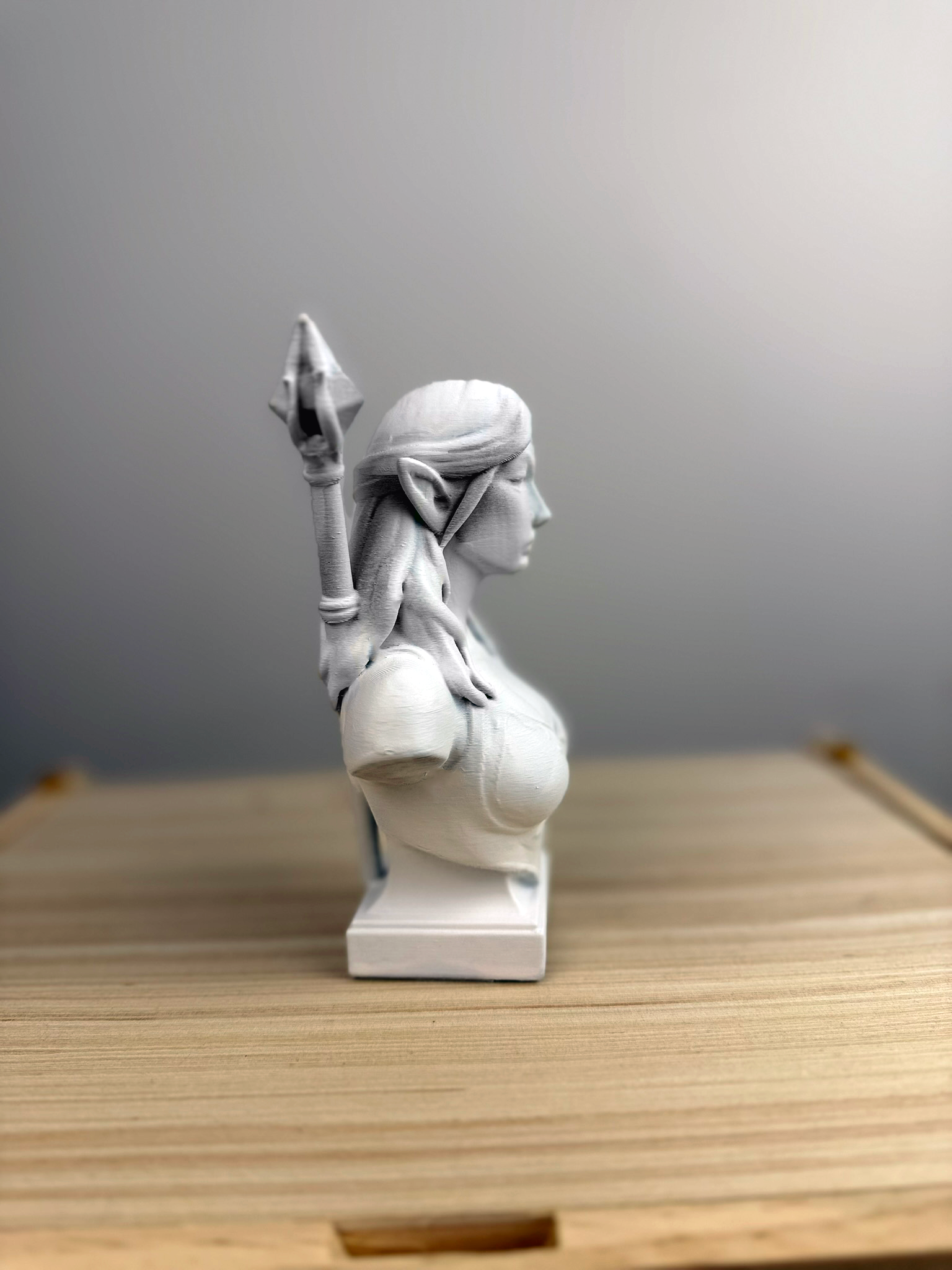 Elf Mage Bust – Arcane Elegance in Solid Form